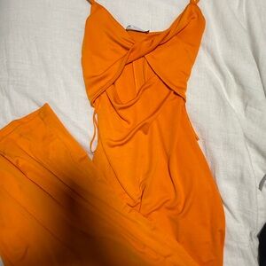 Zara Vibrant Orange Midi Dress